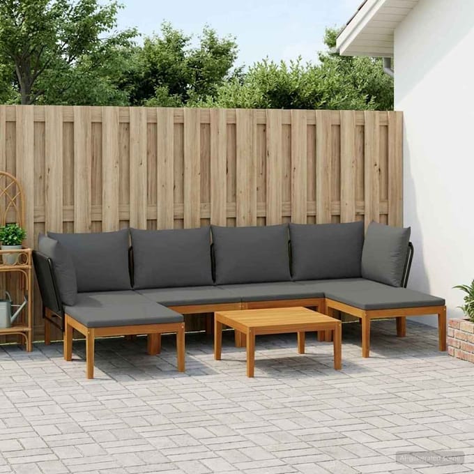 vidaXL - 7 - st - Massief - acaciahout - & - touw - Naturel