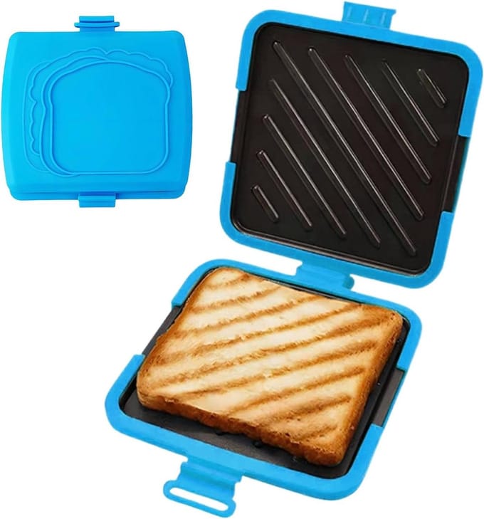 Sandwich Maker - Snack Maker - Snelle Maaltijden - Magnetron Verwarming - 4 x 17 cm - Blauw