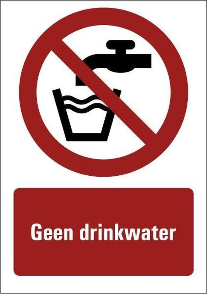 Geen drinkwater tekstbord - kunststof 297 x 210 mm (A4)