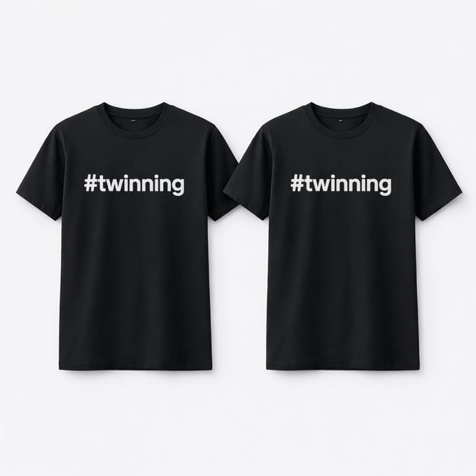 #TWINNING - T-shirt - Korte mouw - Zwart - Maat 104 - Tweeling Set