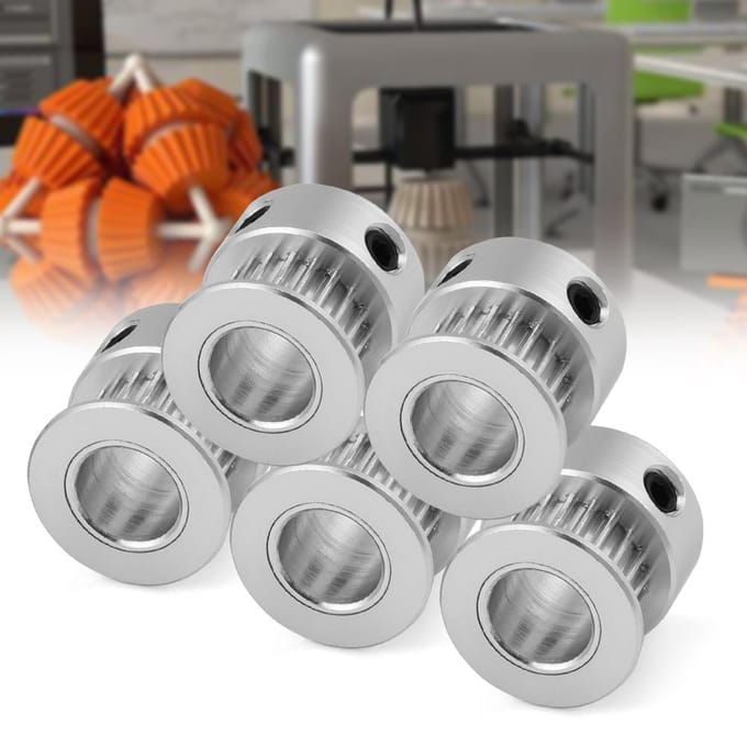 5 Pièces 2GT 20T Alliage d'Aluminium Engrenage Poulie de Courroie de Distribution Synchrone pour Imprimante 3D 8mm gray