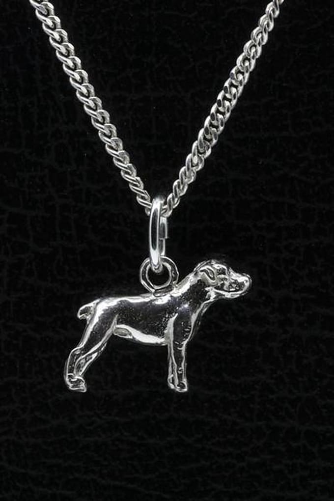 Zilveren Amerikaanse bulldog ongecoupeerd ketting hanger - klein