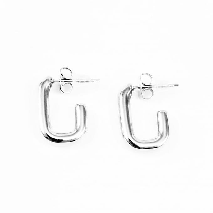 Dottilove ∅18mm Stalen Schakel Oorbellen - Dames - RVS Wit Gold Plated