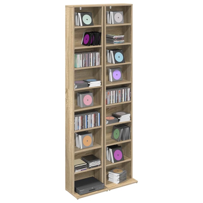 vidaXL - CD - Kast - 2 - st - Sonoma - Eiken - 33 - x - 23,5 - x - 175 - cm - Bewerkt - hout