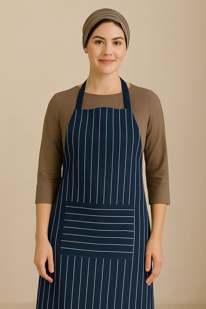Schort - Horeca Keukenschort Unisex met Zak - Blauw gestreept