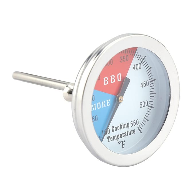 Roestvrij Staal BBQ Thermometer 100-550 Fahrenheit Rond Deksel Temperatuur voor Barbecue Oven Grill white