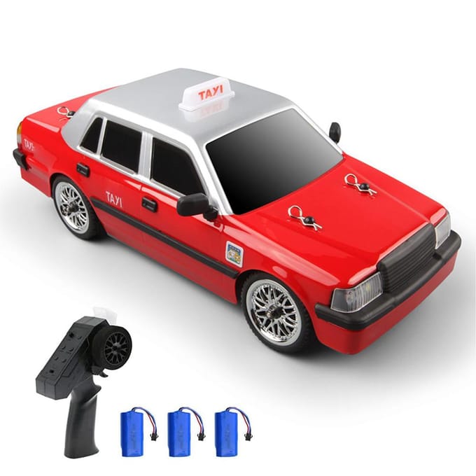 Afstandsbediening Auto, 2.4GHz Afstandsbediening Raceauto met Drift Banden Lichten 3 Batterijen, 3 Battery rood
