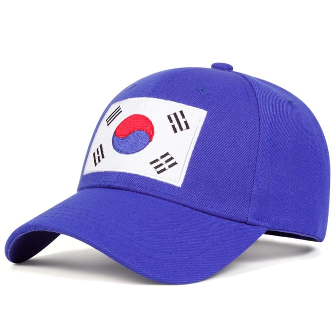 Casquettes de baseball brodées drapeau coréen unisexes printemps automne extérieur réglables décontractées chapeau de soleil blue