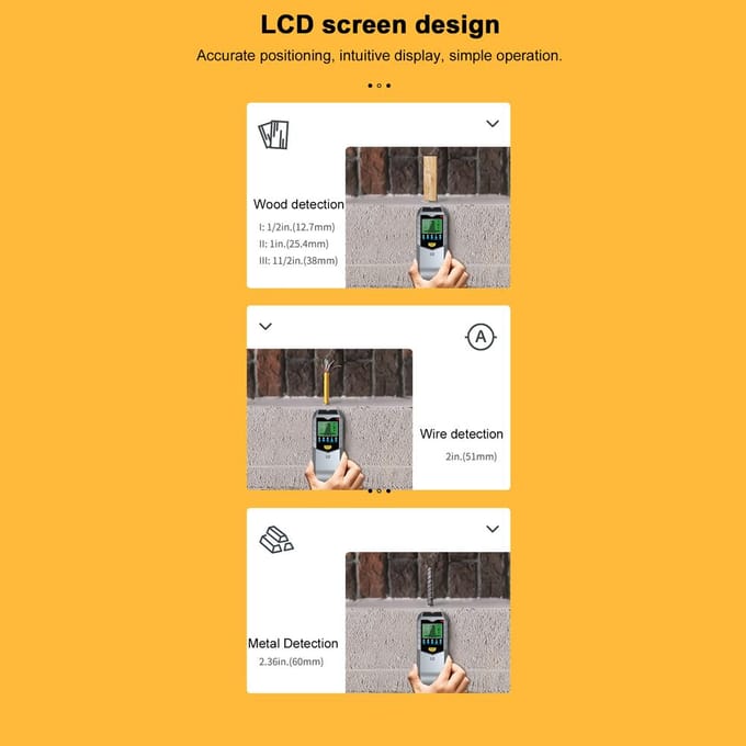 LCD-achtergrondverlichting Digitale wandmetaaldetector Draagbare multifunctionele houtnoppenzoeker Muur zilver
