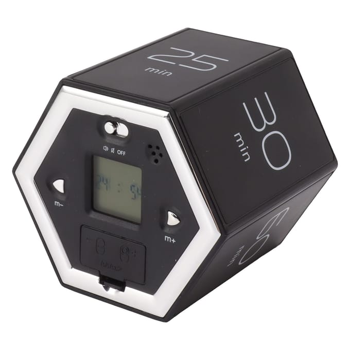 Hex Flip Timer met Stille Alarmfunctie Magnetische Tijdmanagement Kubus Timer met LCD-scherm voor Koken Studeren Werken zwart