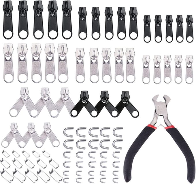 Reparatieset Ritsen - Rits Vervanging - Kleding Repareren - 85 Delig Universeel - 3 Maten - Zwart