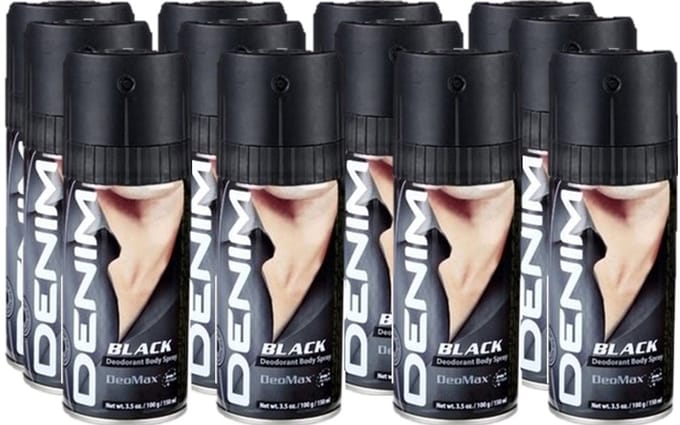 Denim Deo Spray – Black - 12 x 150 ml - Voordeelverpakking