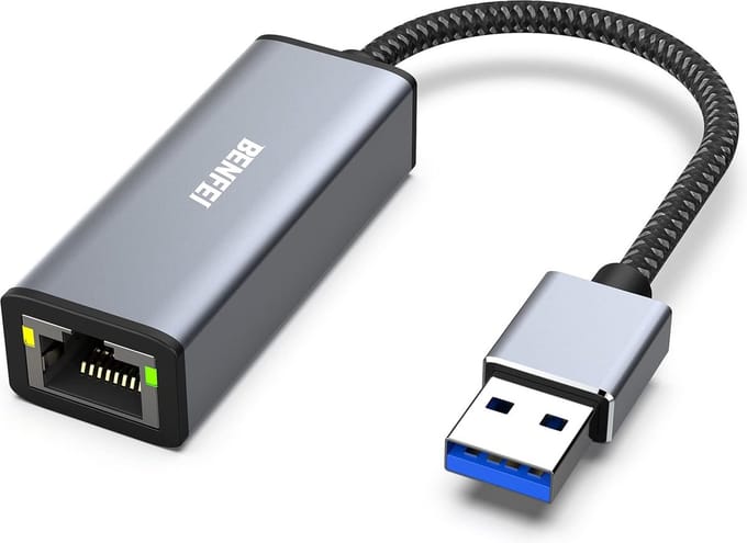 Benfei USB Ethernet Adapter RJ45 - 10/100/1000 Mbps - LAN Netwerk Adapter - Spacegrey USB A naar Ethernet Adapter