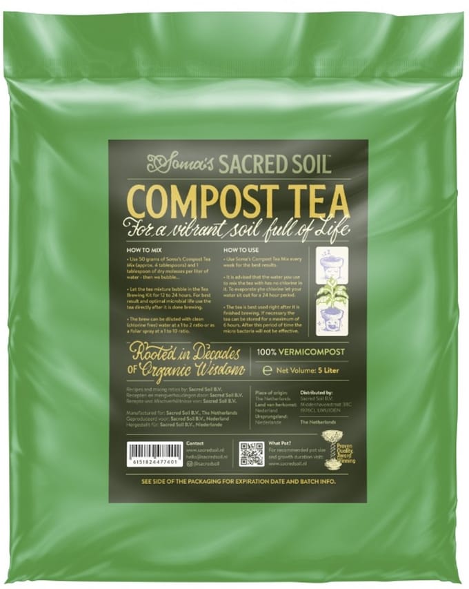 Soma’s Sacred Soil Compost Tea Mix – Wormenmest – 5 Liter – Humus – Compost – Bodemleven – Bodemverbeteraar – Voor 100L Compostthee