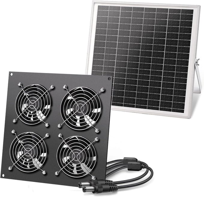 Zonnepaneel Ventilator - Solar Ventilatie - Hokken Ventileren - IP67 Waterdicht - 15 Watt - Zwart