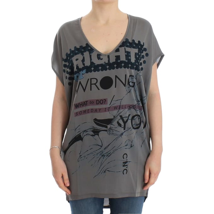 Costume National Grijs V-hals lange t-shirt