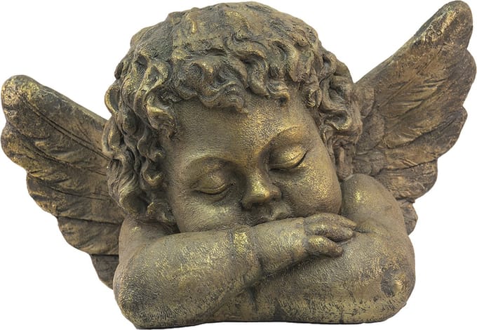 Clayre & Eef Beeld  Engel 60x32x38 cm Goudkleurig Polyresin Woonaccessoires beeld decoratie  Decoratieve Accessoires