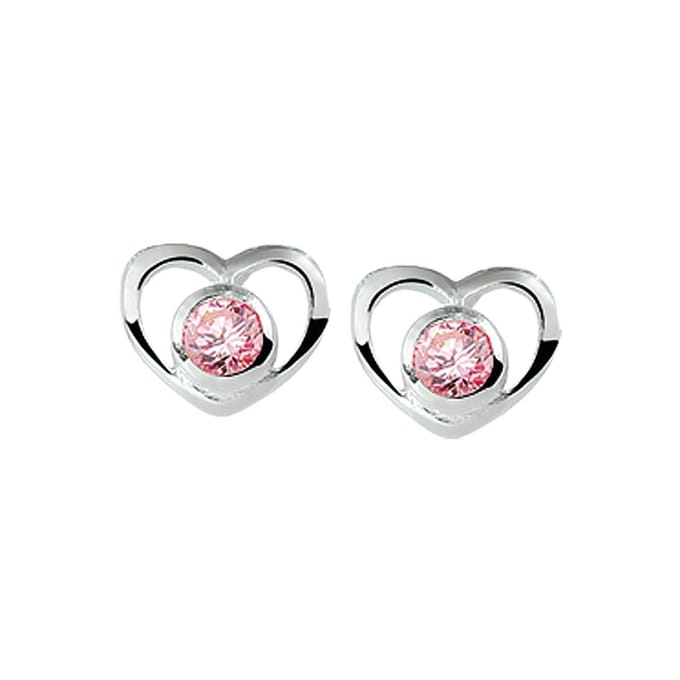 TFT Oorknoppen Hart Zirkonia Zilver Gerhodineerd Glanzend 7 mm x 8.5 mm
