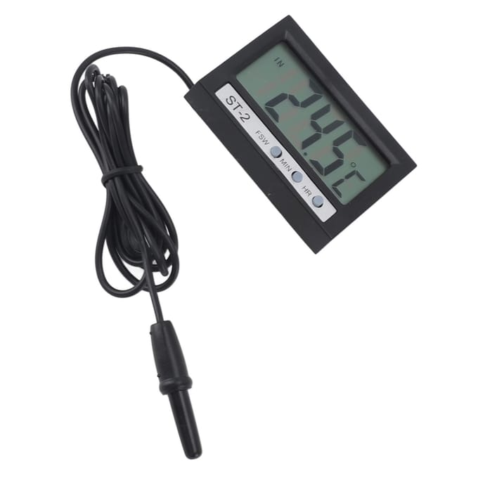 Auto Thermometer Digitaal Nauwkeurig Intern Extern Dubbele Temperatuur Aquarium Thermometer voor Koelkast gray