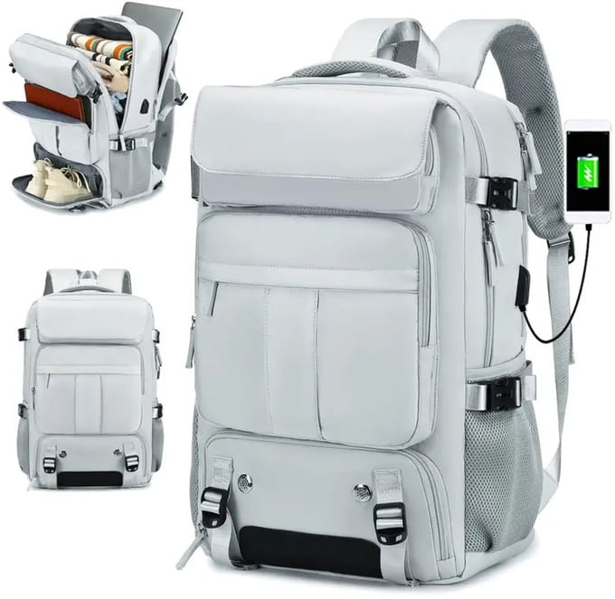 K&R Ventures Laptoprugzak - USB-poort - Grijs