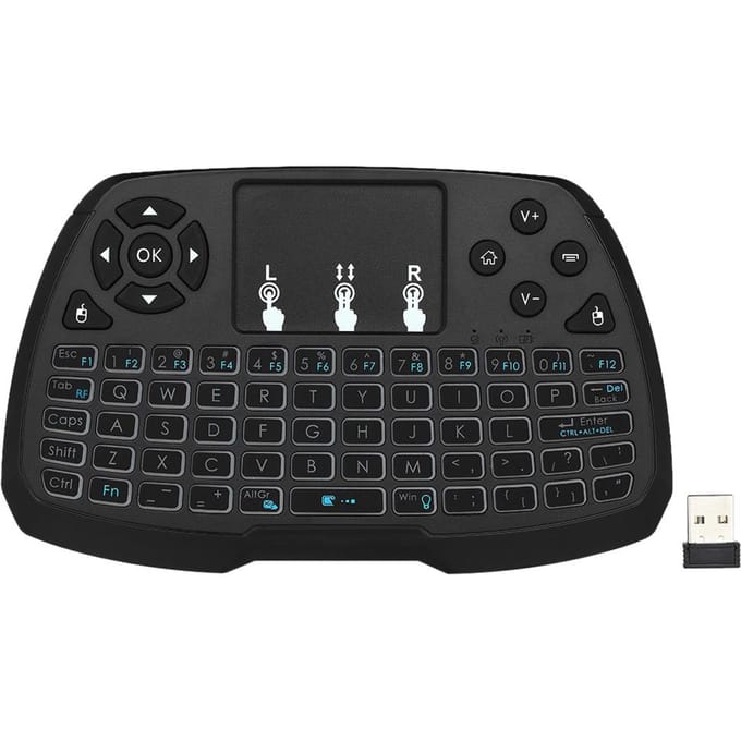 2.4GHz draadloos toetsenbord touchpad muis afstandsbediening voor Android Smart TV BOX 4 kleuren achtergrondverlichting black