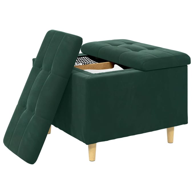 vidaXL - Ottoman - met - opslag - Donkergroen - 60 - x - 60 - x - 45 - cm - Fluweel