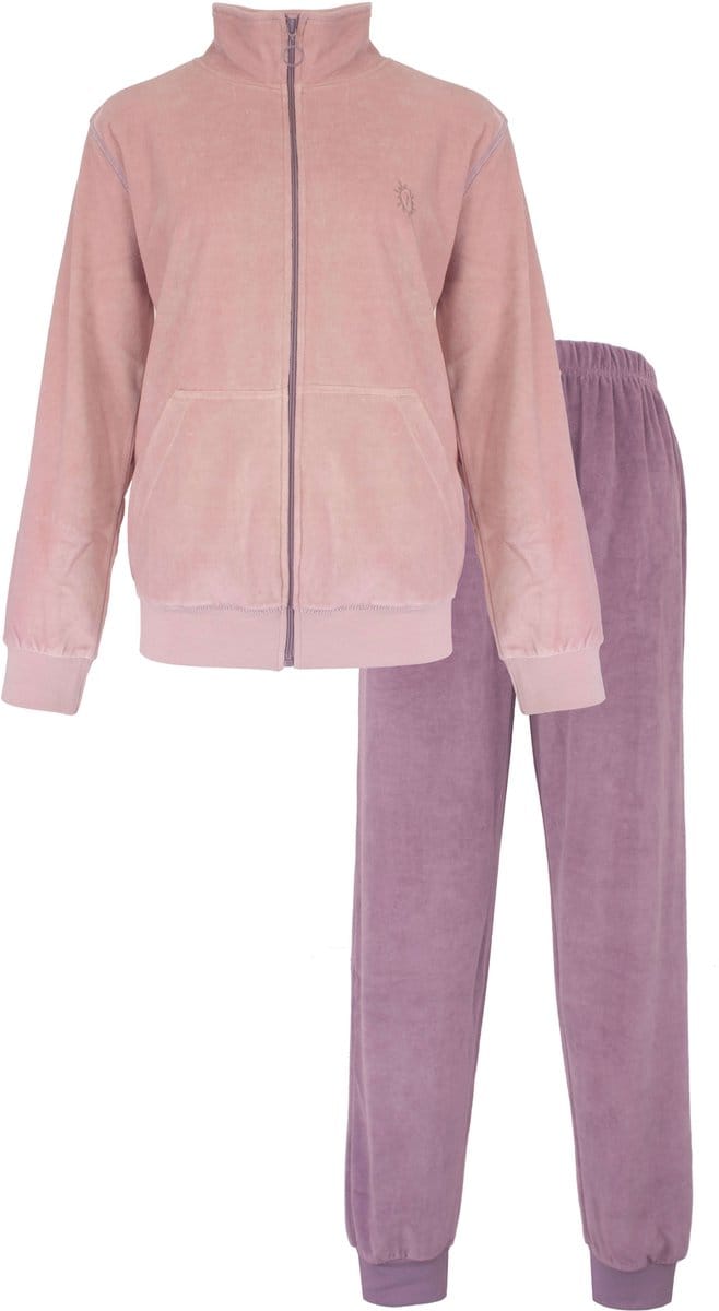 Tenderness Dames Huispak - Lange Mouwen - Velours - Roze - Maat M