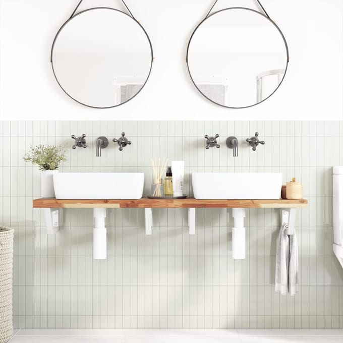 vidaXL - Badkamer - wandschap - staal - en - massief - acaciahout