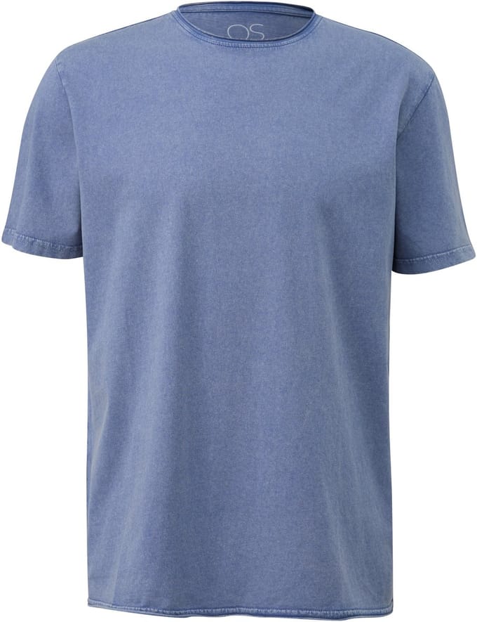 Basic T-shirt met vintage effect en omgerolde zoom QS