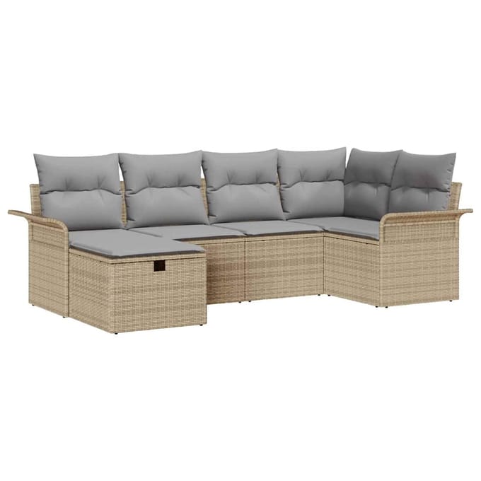 vidaXL - Tuinbank - Set - 6 - st - Beige - en - Lichtgrijs - 55 - x - 55 - x - 37 - cm