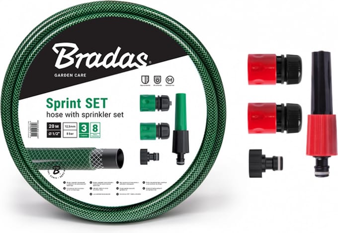 Bradas Tuinslang SPRINT – 30 m – 1/2" (13 mm) – Compleet met Spuitstuk en Accessoires