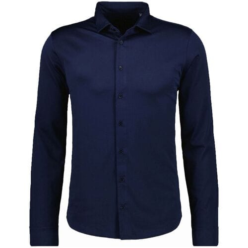 Ragman Overhemd Jersey Soft Knit Solid Color Kent Collar Marine / male
