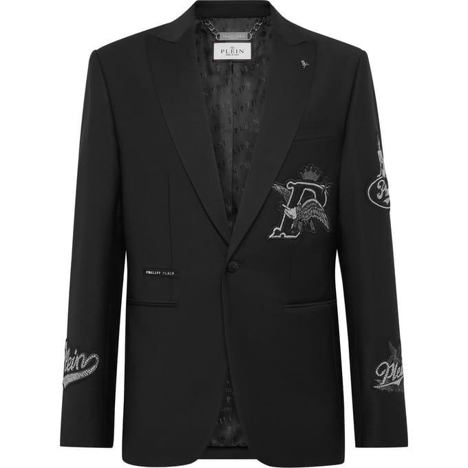 Straight Regular Fit Blazer Beers Patches