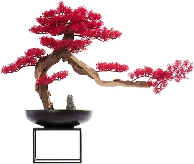 Kunstmatige boom - Nep plant - Interieur decoratie - Realistisch bladontwerp - 83 cm - Rood