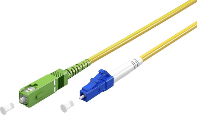 LC/UPC - SC/APC Simplex FTTH kabel | OS2 | geel | LSZH | 1 meter