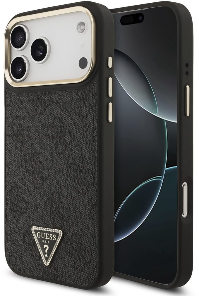 MagSafe hoesje voor Apple iPhone 17 Pro Max, Guess, 4G Triangle Diamond Logo, Zwart