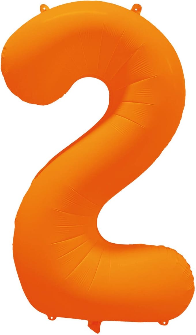 Riethmüller - Folieballon cijfer 2 - neon oranje - 86 cm