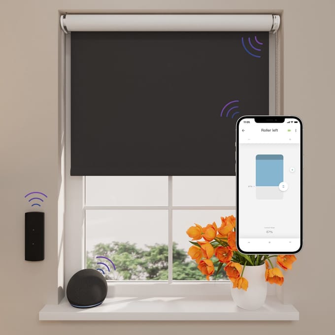 DTCH® Elektrisch Rolgordijn Verduisterend - Easy - Black - 70x190 cm - Motionblinds CMD-03