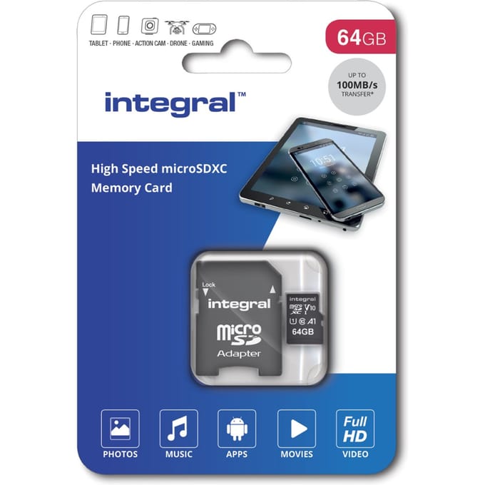 Integral 64GB Micro SDXC V30 100 MB/s - Incl. Adapter