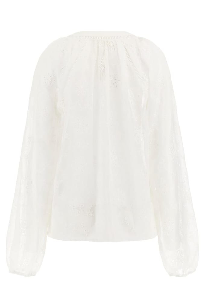GUESS  Eco Ls Danièle Embro Top Pure White Größe: XS | Longsleeves Outlet | Damen | Weiß