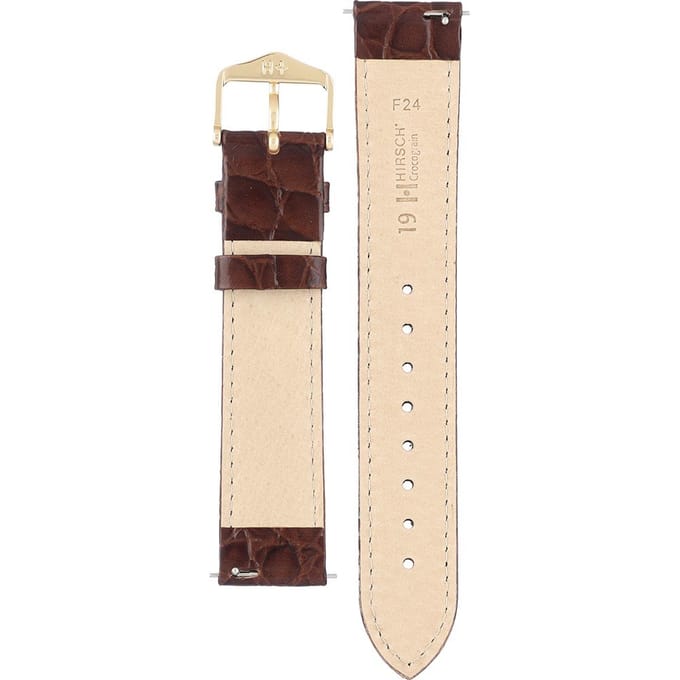 Hirsh Horlogeband Crocograin Donkerbruin - Leer - 19mm