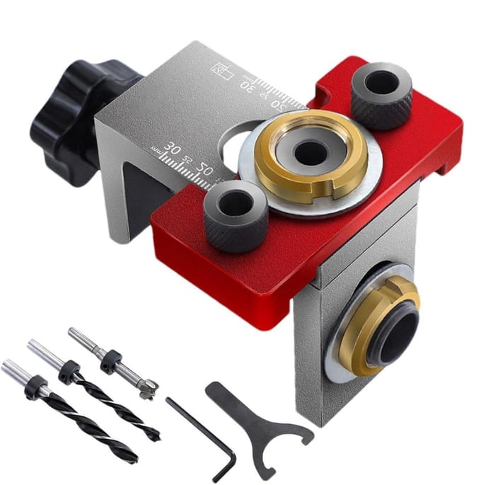 Boorgeleider Set - Houtbewerking Tool - Meubel Montage - Verstelbare Gids - 28 x 20 x 8 cm - Zilver