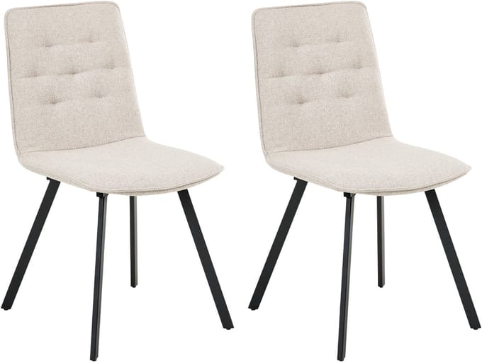 CARVER - Eetkamerstoel set van 2 - Lichtbeige - Polyester