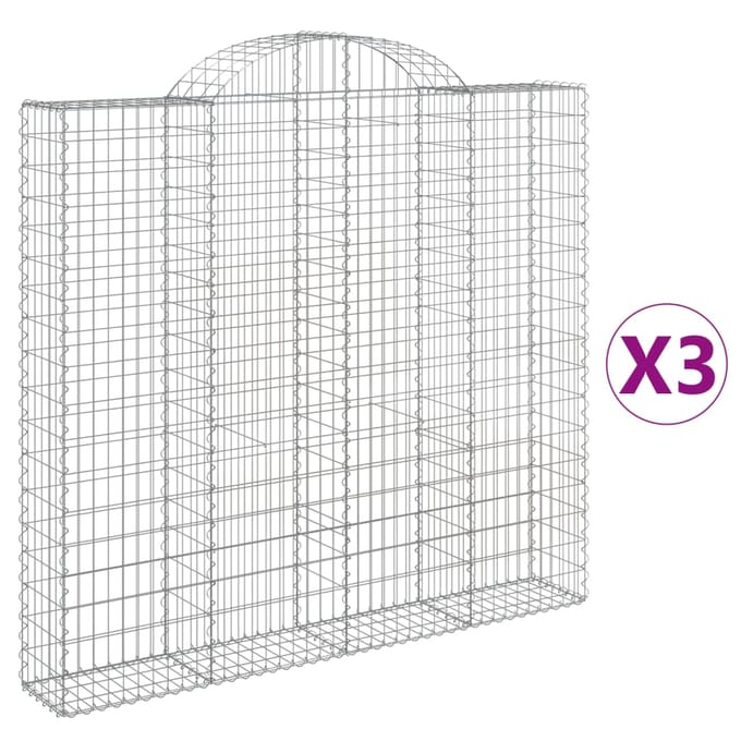 vidaXL - Schanskorven - 3 - st - gewelfd - 200x30x180/200 - cm - ijzer