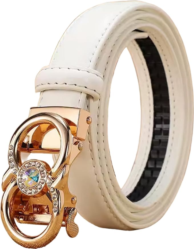 Designer Riem - Dames - Wit - Broekriem - Diamant - Kunstleer - Verstelbaar