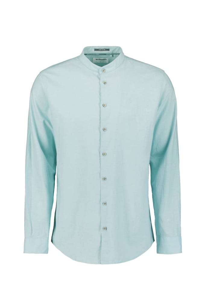 No Excess Shirt Granddad Solid With Linen Ice Größe: L | Casual hemden Outlet | Herren | Weiß