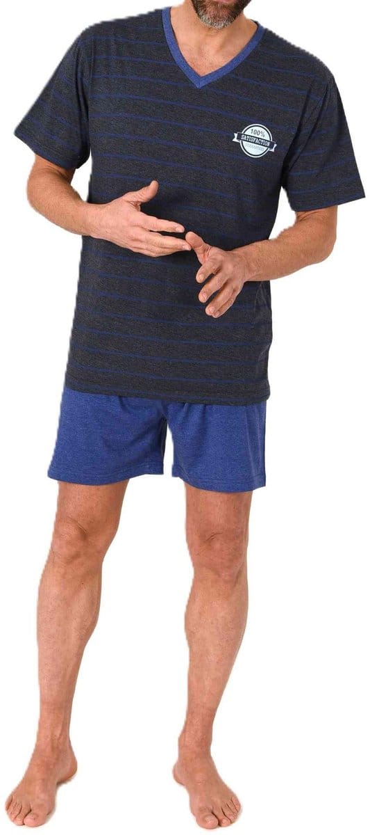 Herenpyjama Shorty met korte mouwen Pyjama in een geweldige gestreepte look