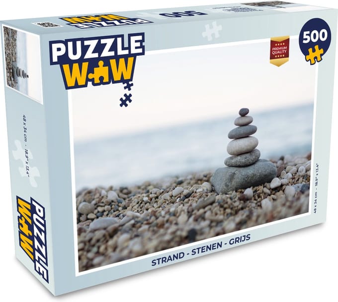 Puzzel Strand - Stenen - Grijs - Legpuzzel - Puzzel 500 stukjes