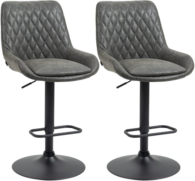 HOMCOM barkruk - kunstleer - 51L x 59B x 97-117H cm - donkergrijs