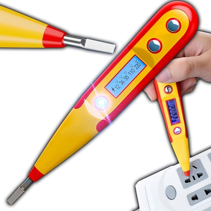 Spanningstester - Contactloze meter - Elektrische controle - LCD display - 16 cm - Grijs